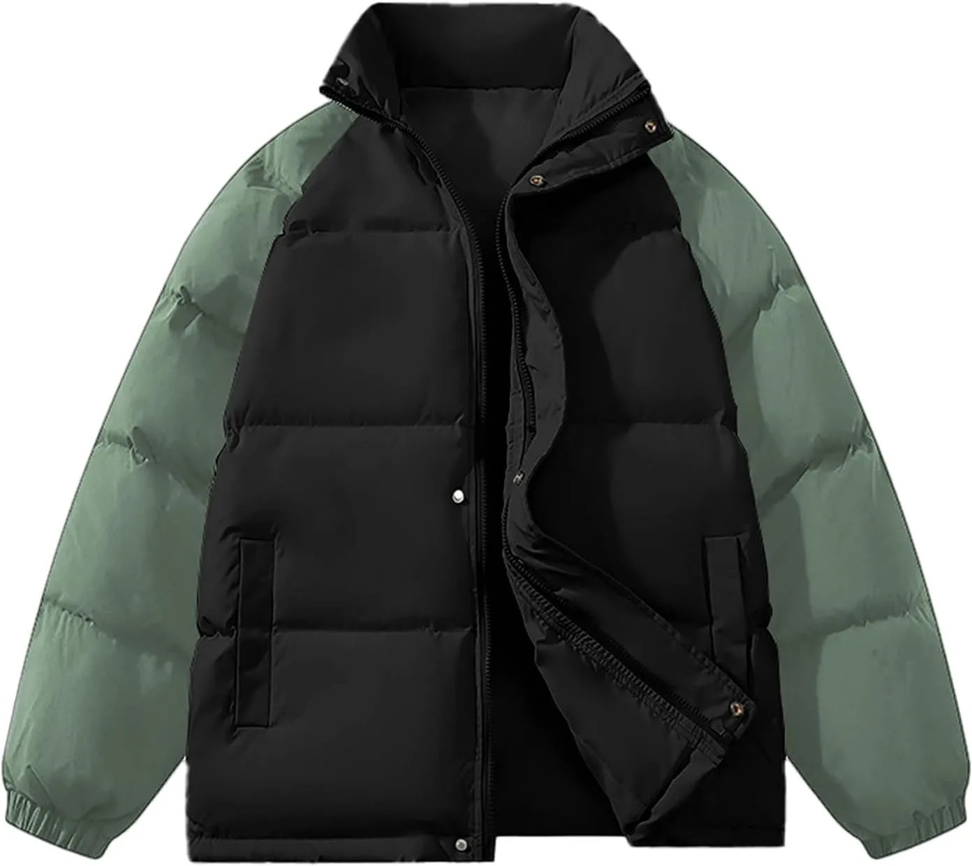Winter Light Warm Down Jacket Men Color Block Jacket Soft Plus Size Puffer Jacket Stand Collar Travel Coat for Teen