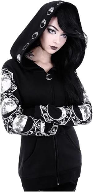 Women Zip Up Hoodies Sweatshirt Black Winter Fall Tops Long Sleeve Pullover Shirt 90s Vintage Emo Punk Gothic Clothes