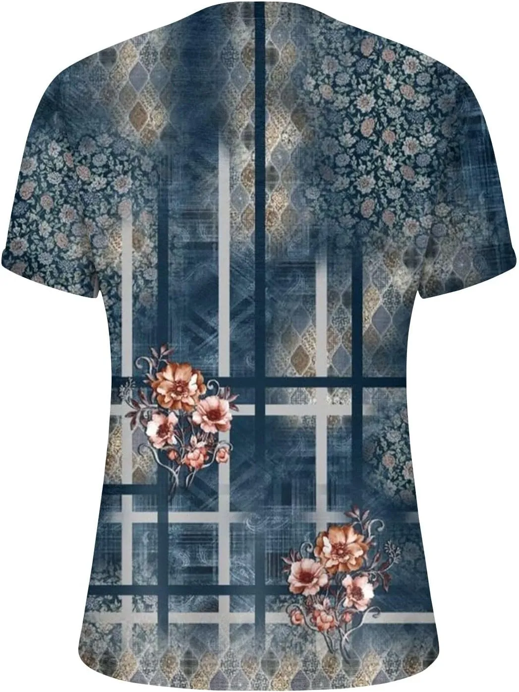 Womens 2024 Summer Tops Floral Short Sleeve V Neck Blouses for Women Dressy Casual Loose Vaction Button Shirts