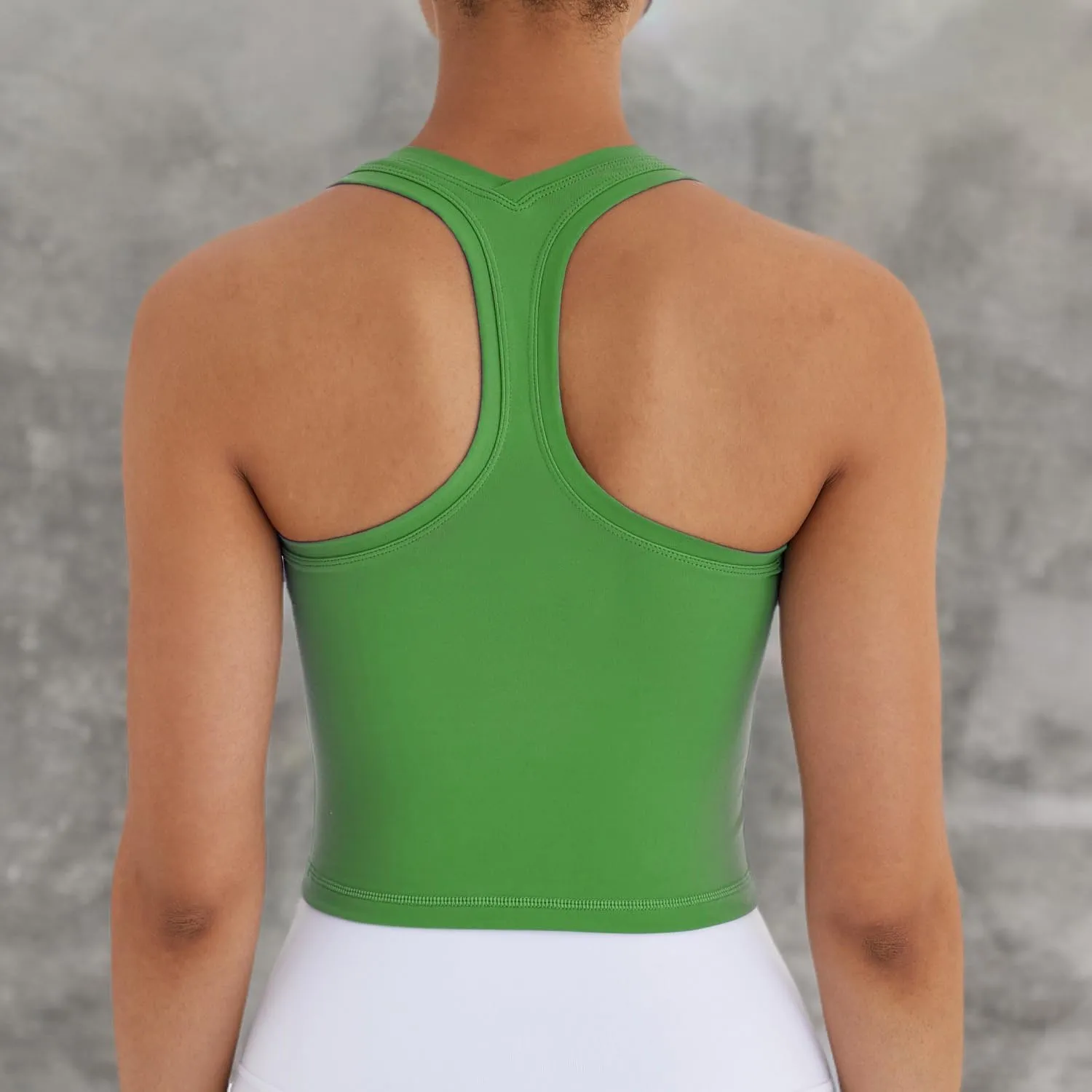 Women's Cropped Racerback Tank Tops Running Workout Tops Active Yoga Tops