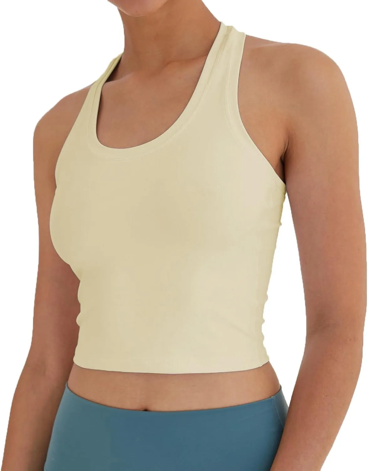 Women's Cropped Racerback Tank Tops Running Workout Tops Active Yoga Tops