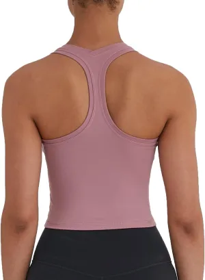 Women's Cropped Racerback Tank Tops Running Workout Tops Active Yoga Tops