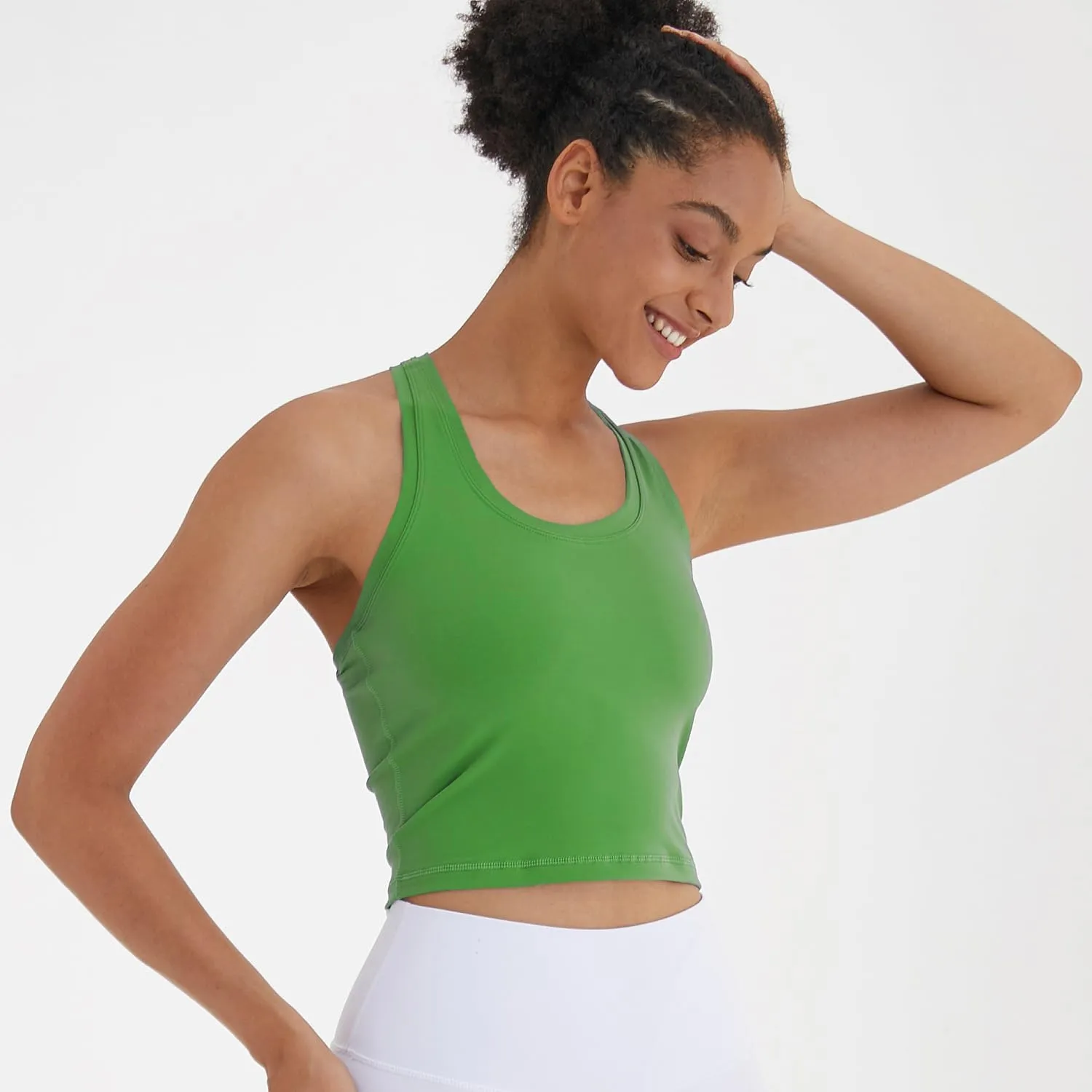 Women's Cropped Racerback Tank Tops Running Workout Tops Active Yoga Tops