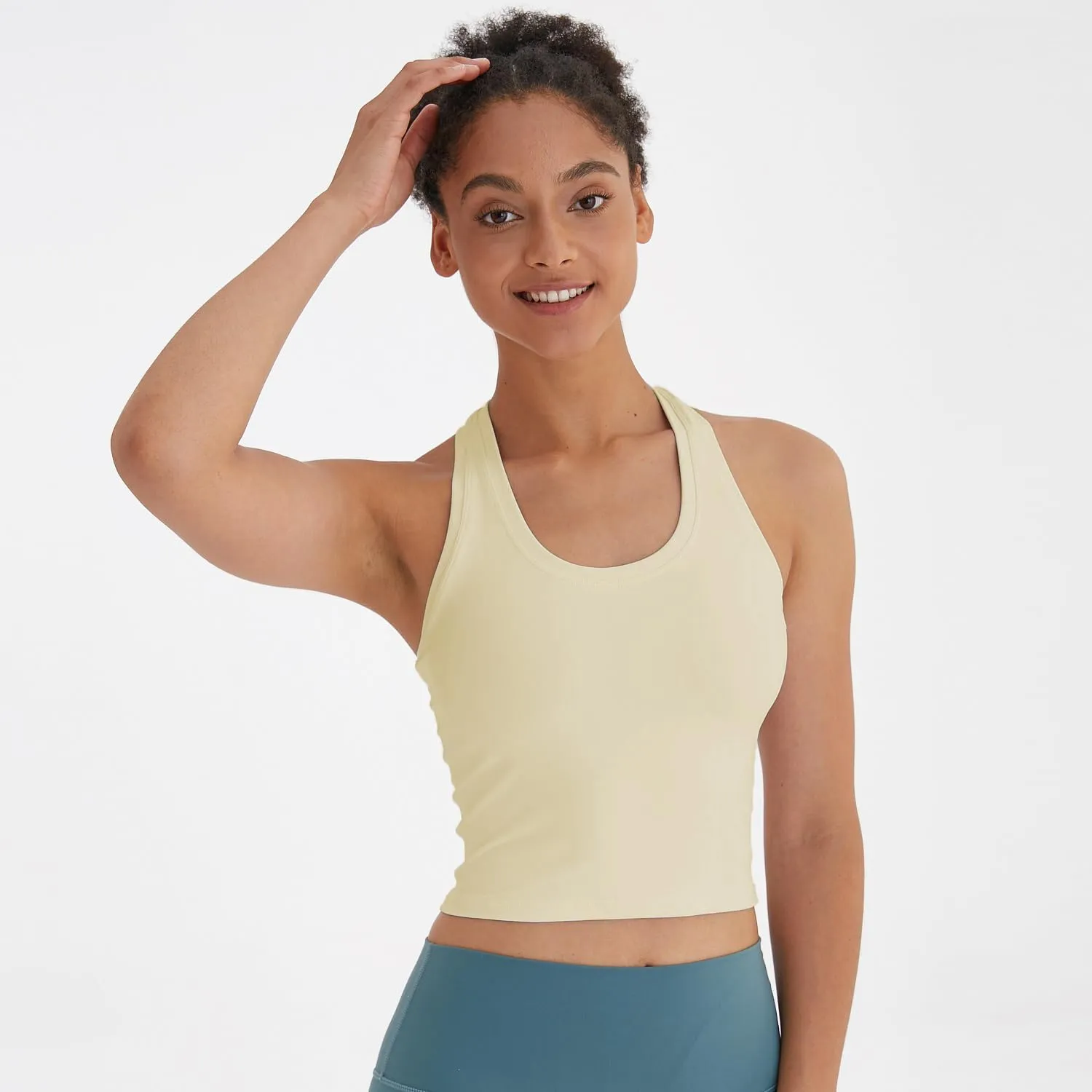 Women's Cropped Racerback Tank Tops Running Workout Tops Active Yoga Tops