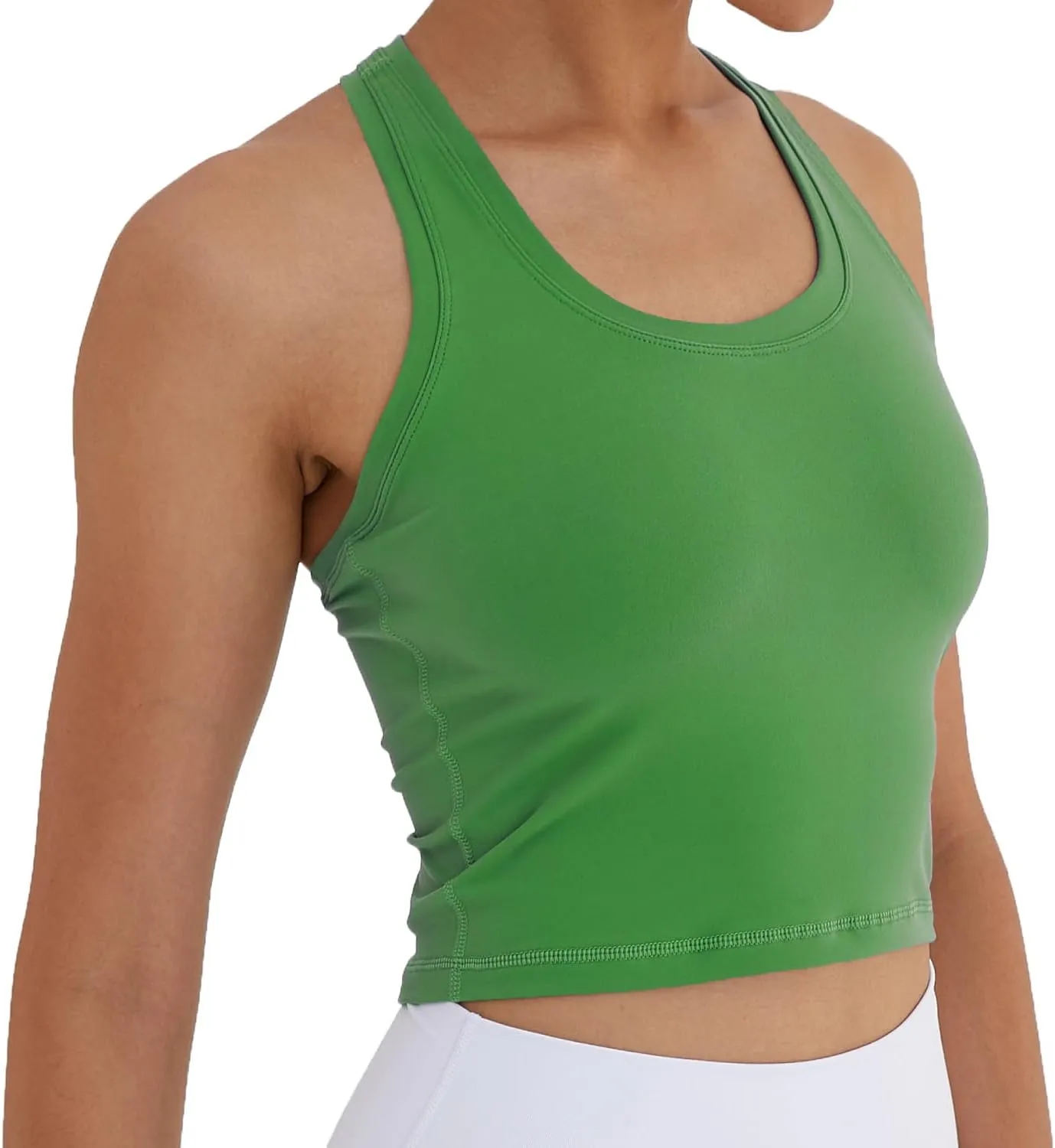 Women's Cropped Racerback Tank Tops Running Workout Tops Active Yoga Tops