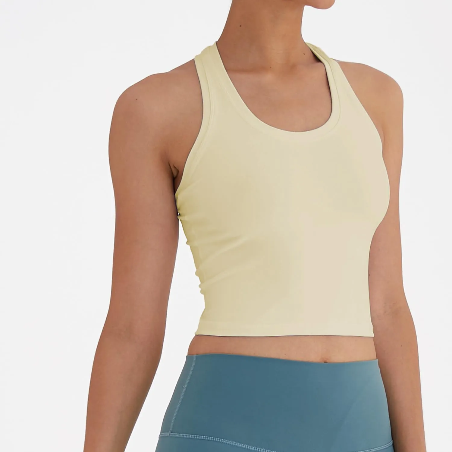 Women's Cropped Racerback Tank Tops Running Workout Tops Active Yoga Tops