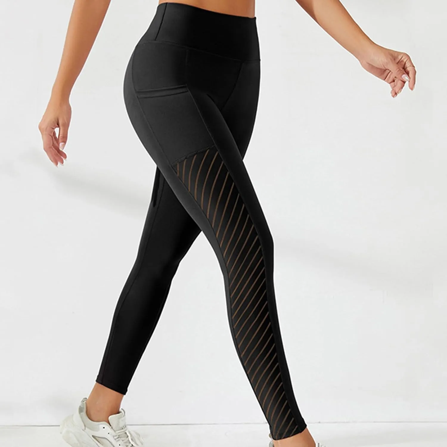 Women's High Waisted Yoga Leggings with Pockets, Tummy Control Comfy Stretch Workout Running Yoga Full-Length Pants