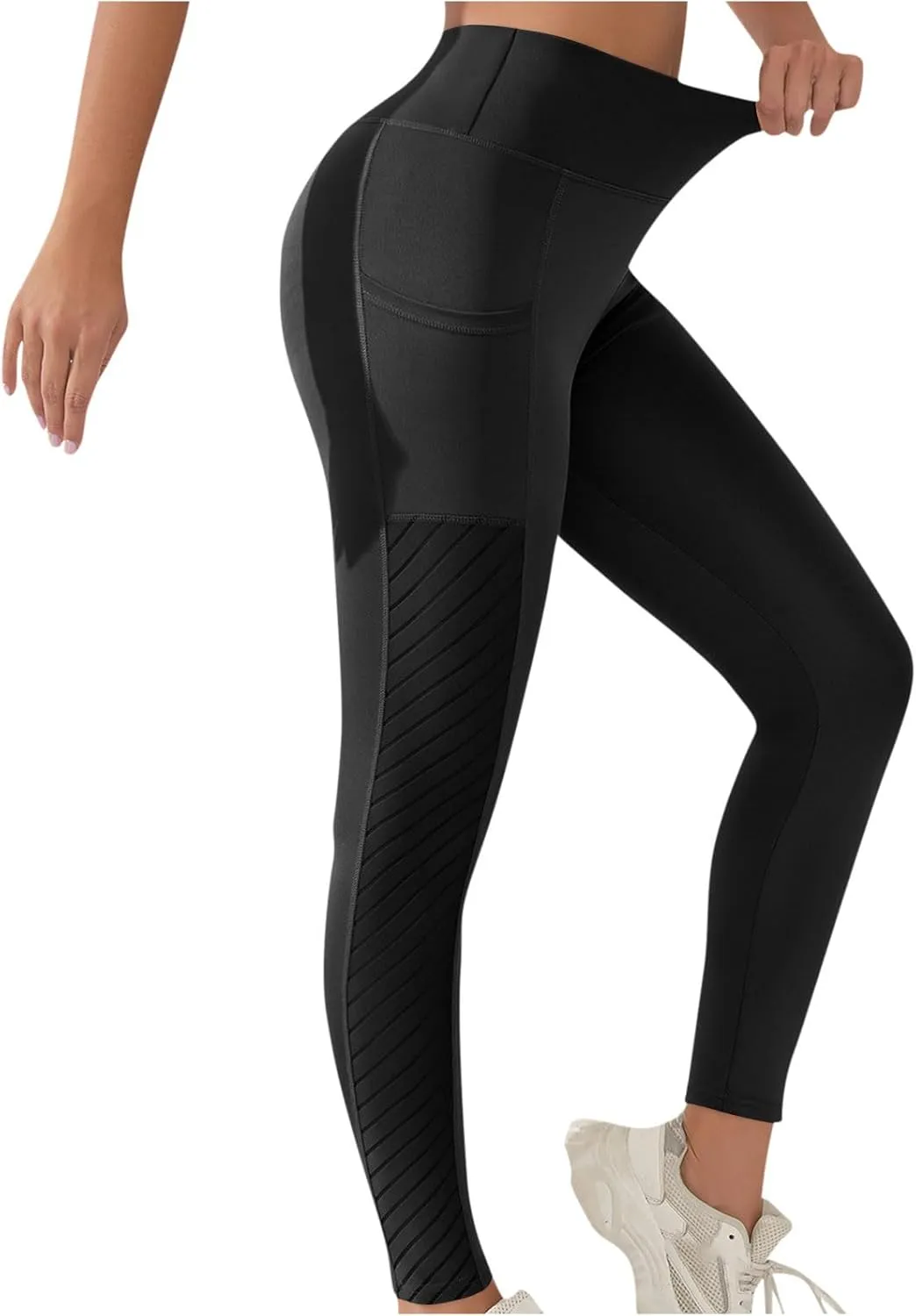 Women's High Waisted Yoga Leggings with Pockets, Tummy Control Comfy Stretch Workout Running Yoga Full-Length Pants