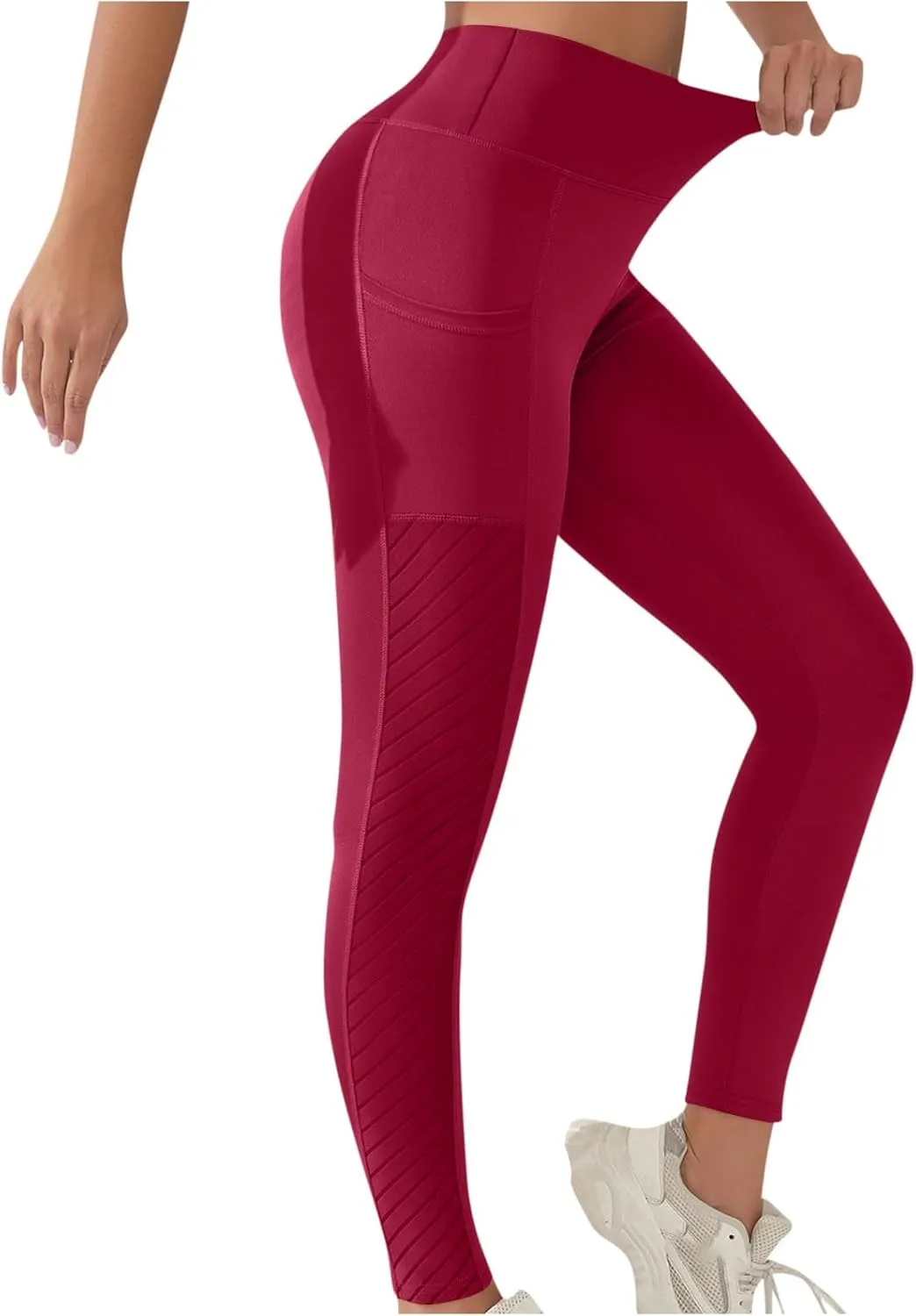 Women's High Waisted Yoga Leggings with Pockets, Tummy Control Comfy Stretch Workout Running Yoga Full-Length Pants