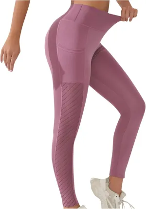 Women's High Waisted Yoga Leggings with Pockets, Tummy Control Comfy Stretch Workout Running Yoga Full-Length Pants