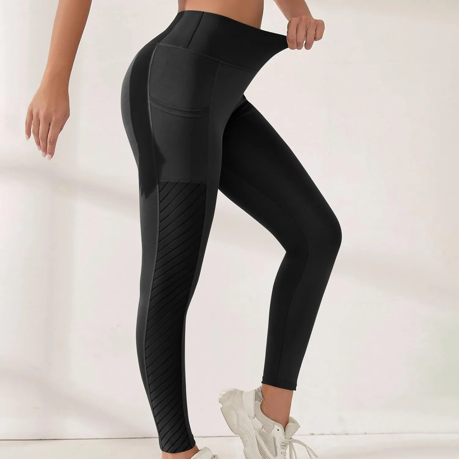 Women's High Waisted Yoga Leggings with Pockets, Tummy Control Comfy Stretch Workout Running Yoga Full-Length Pants