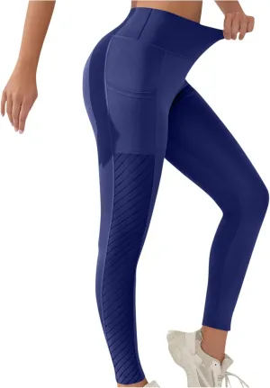 Women's High Waisted Yoga Leggings with Pockets, Tummy Control Comfy Stretch Workout Running Yoga Full-Length Pants