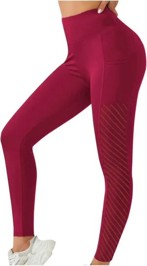 Women's High Waisted Yoga Leggings with Pockets, Tummy Control Comfy Stretch Workout Running Yoga Full-Length Pants