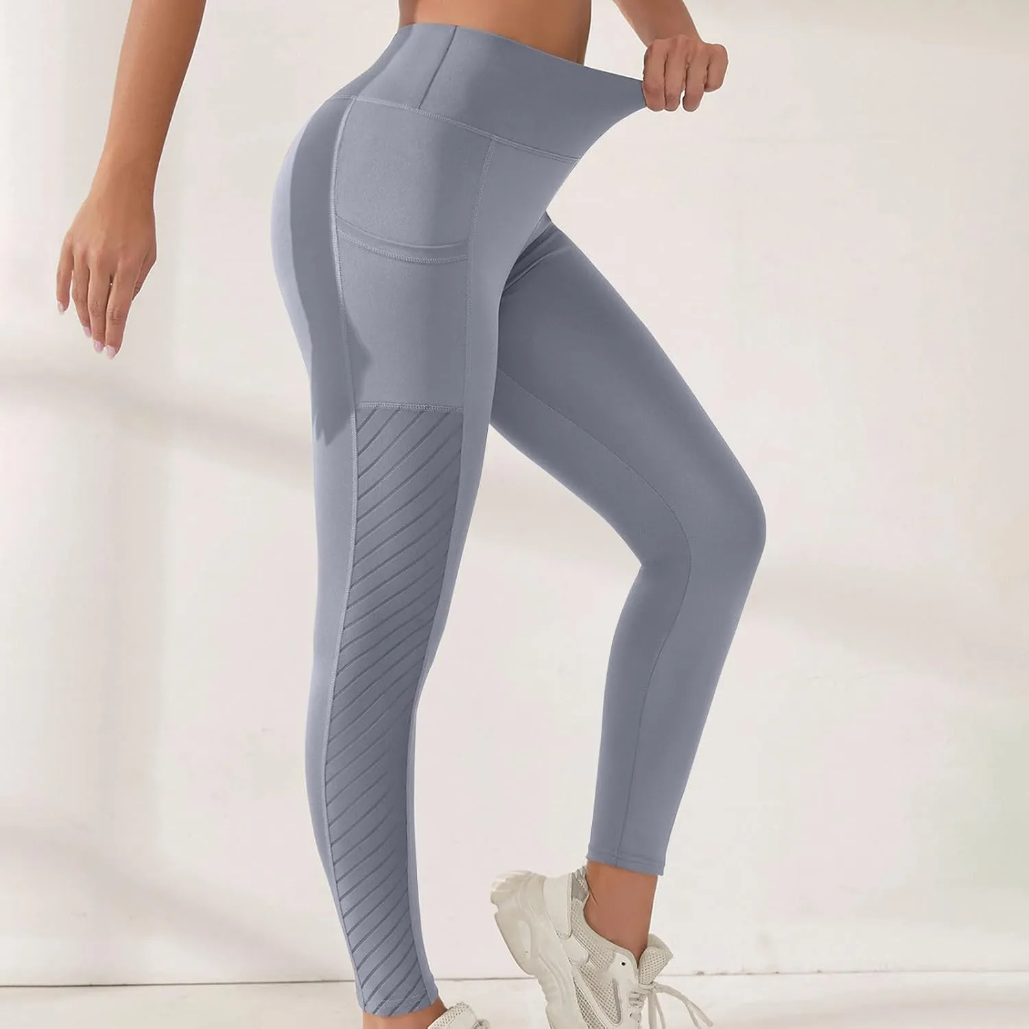 Women's High Waisted Yoga Leggings with Pockets, Tummy Control Comfy Stretch Workout Running Yoga Full-Length Pants