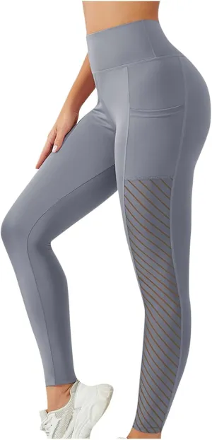 Women's High Waisted Yoga Leggings with Pockets, Tummy Control Comfy Stretch Workout Running Yoga Full-Length Pants
