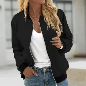 Womens Lightweight Bomber Jackets Cropped Zip up Coats Trendy Quilted Jackets Casual Windbreaker Military Outerwear