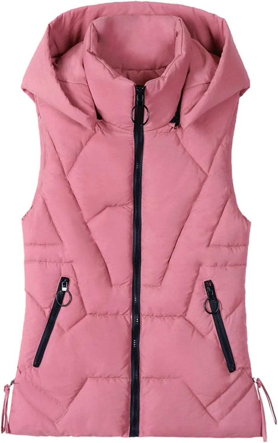 Women's Plus Size Fleece Vests Hooded Sleeveless Jackets Zip Up Fall Winter Lightweight Warm Outerwear with Pockets