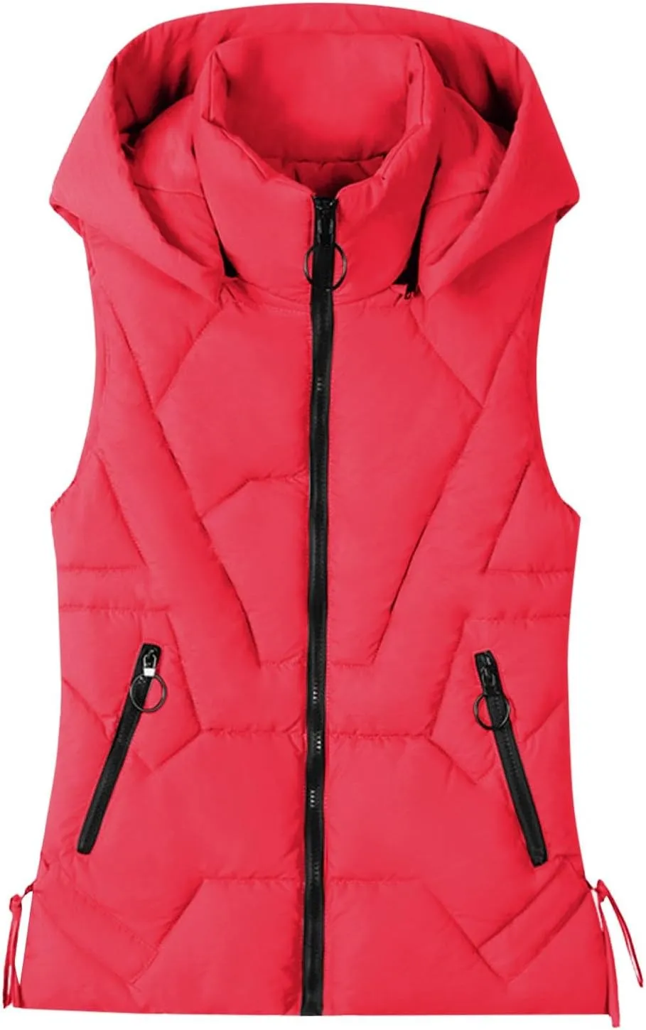 Women's Plus Size Fleece Vests Hooded Sleeveless Jackets Zip Up Fall Winter Lightweight Warm Outerwear with Pockets