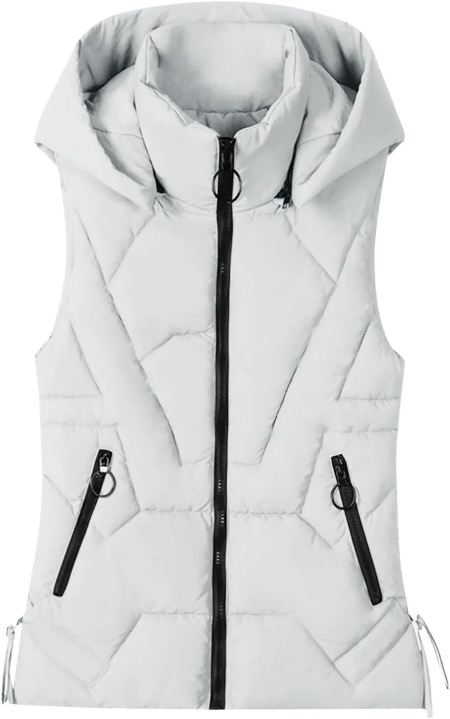 Women's Plus Size Fleece Vests Hooded Sleeveless Jackets Zip Up Fall Winter Lightweight Warm Outerwear with Pockets