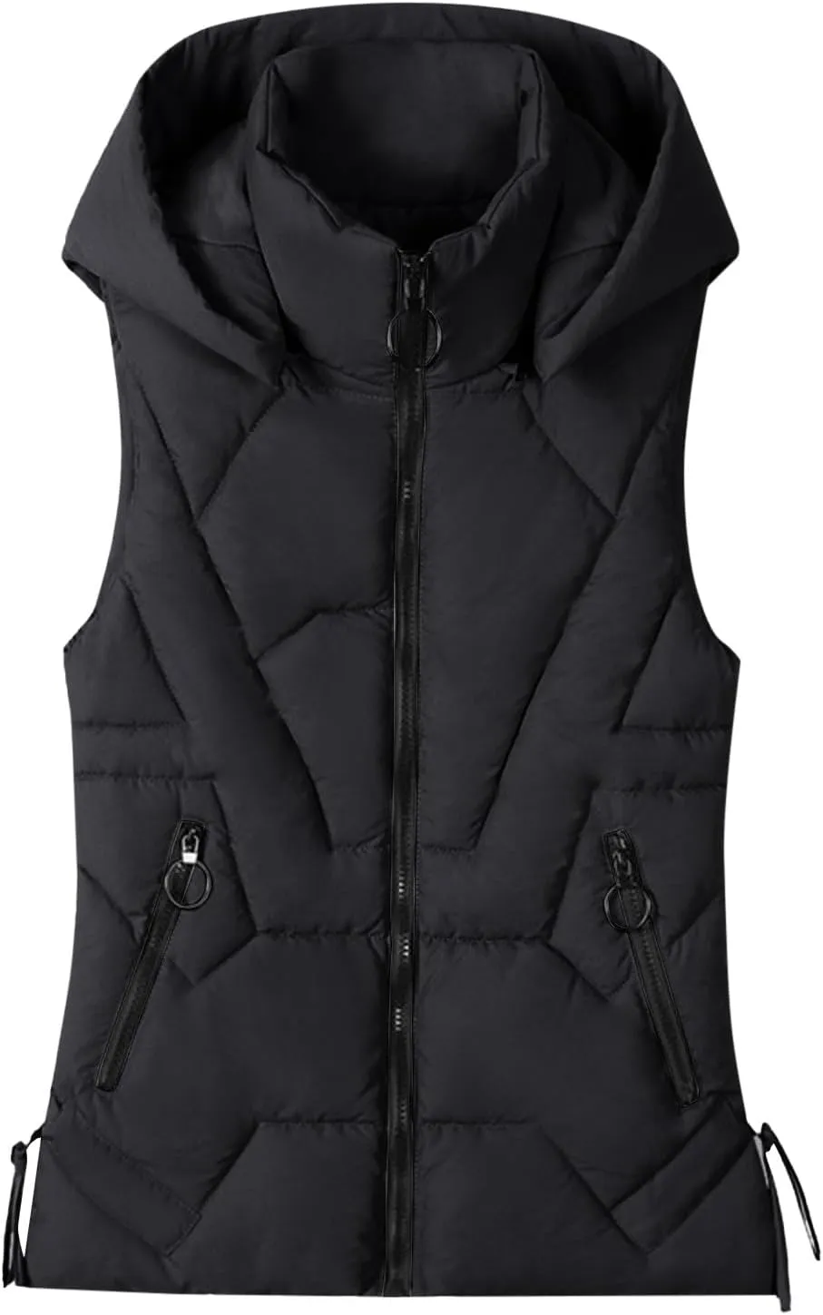 Women's Plus Size Fleece Vests Hooded Sleeveless Jackets Zip Up Fall Winter Lightweight Warm Outerwear with Pockets