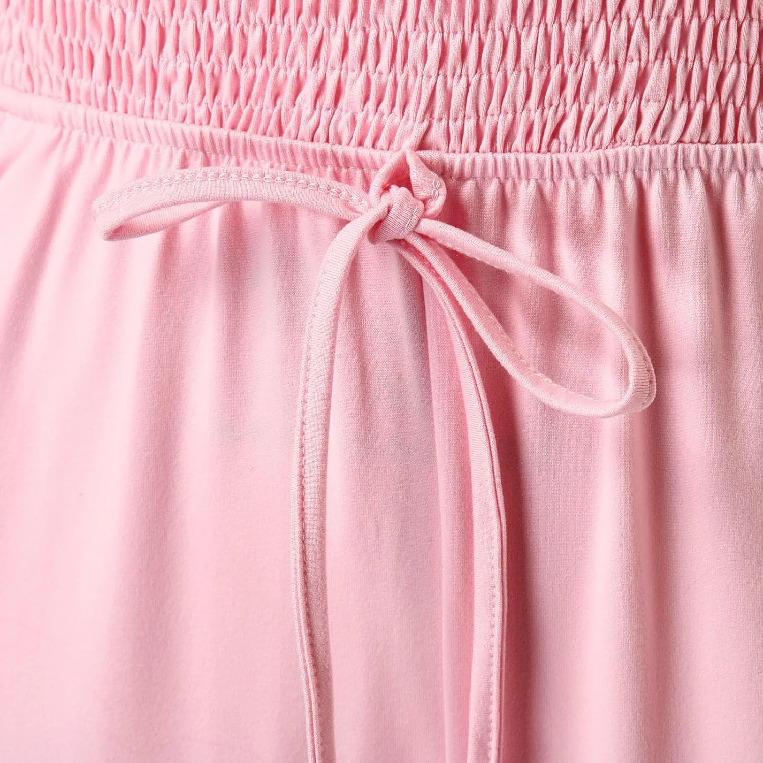 Women's Strapless Tube Top Jumpsuit Casual Off Shoulder Smocked Rompers Solid Color Wide Leg Jumpsuit with Pockets