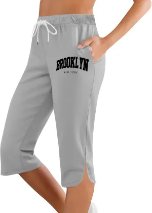 Women's Summer High Waisted Capri Pants Plus Size Casual Sport Activewear Capris Sweatpants Comfy Stretch Yoga Pant