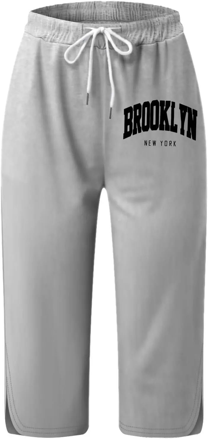 Women's Summer High Waisted Capri Pants Plus Size Casual Sport Activewear Capris Sweatpants Comfy Stretch Yoga Pant