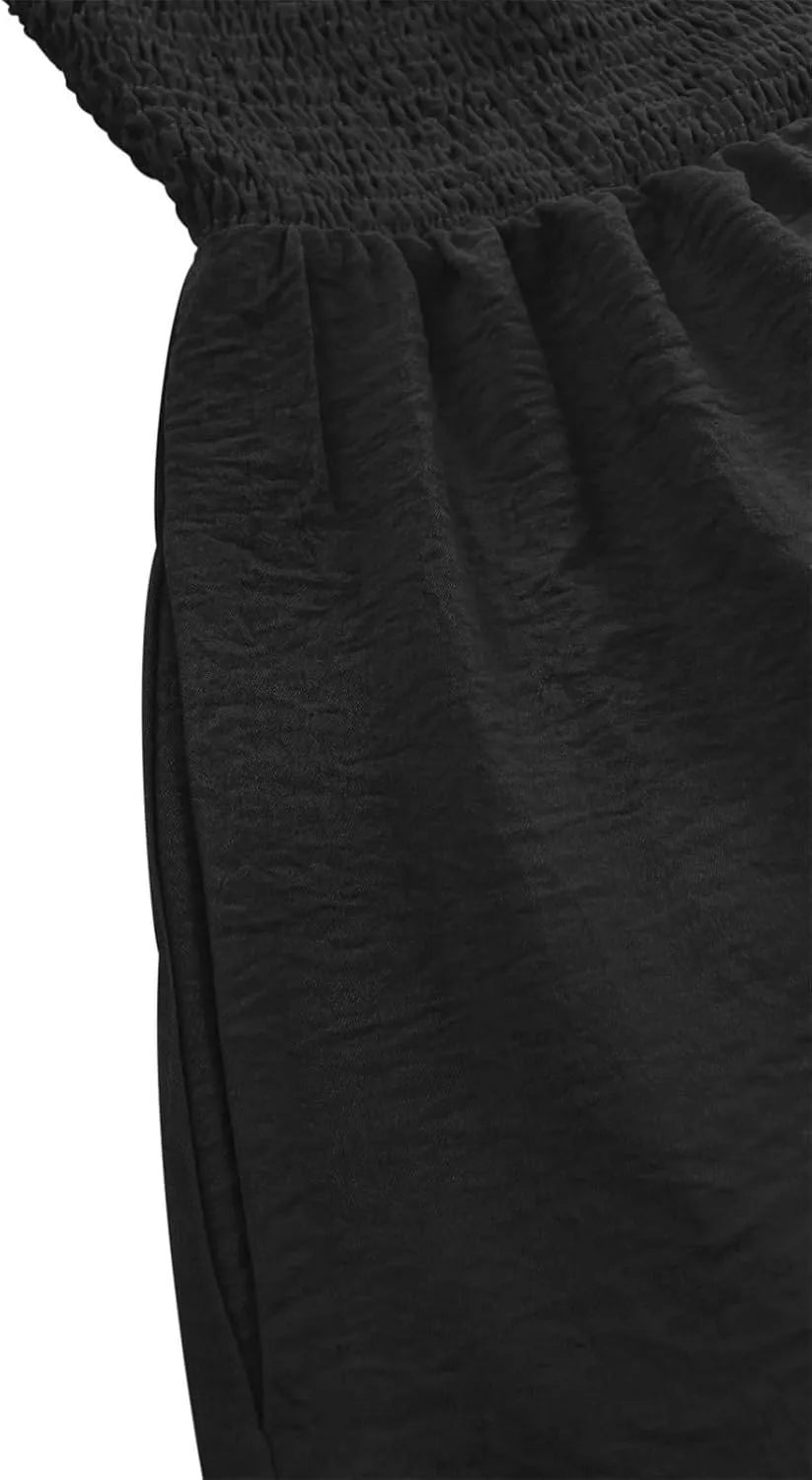Womens Summer Jumpsuits Casual One Piece Outfits Short Sleeve Wide Leg Long Pants Rompers with Pockets