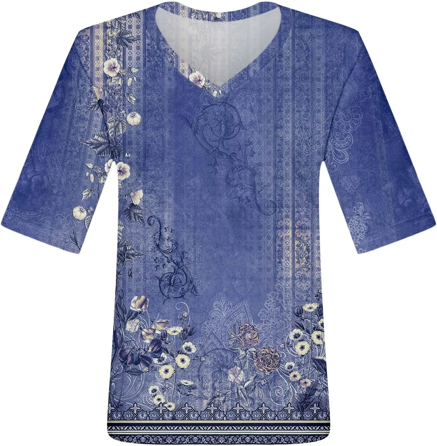 Womens Tops Half Sleeve Tops for Women Women's V Neck T Shirts Trendy Casual Print Pullover Summer Tees