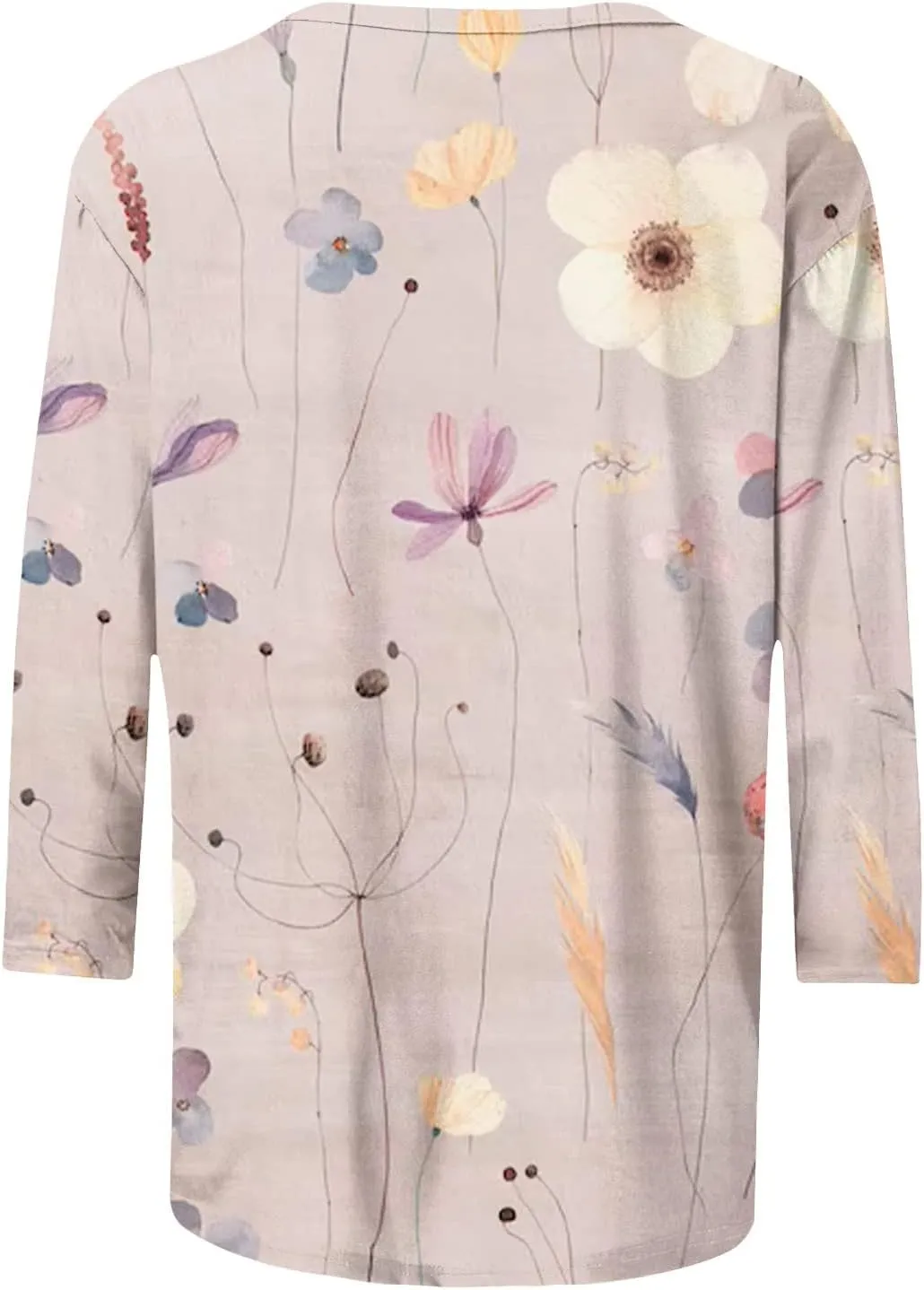 Womens Vintage Print Summer Blouses Elbow Length Casual Tops 3/4 Sleeve Tshirts Shirts Loose Fit Ladies Clothing 2024