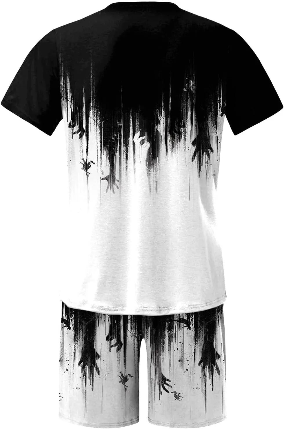 Workout Sets 2 Piece Short Sleeve Trendy Funny Graphic Tshirt Wide Leg Shorts Baggy Summer Vacation Matching Sets