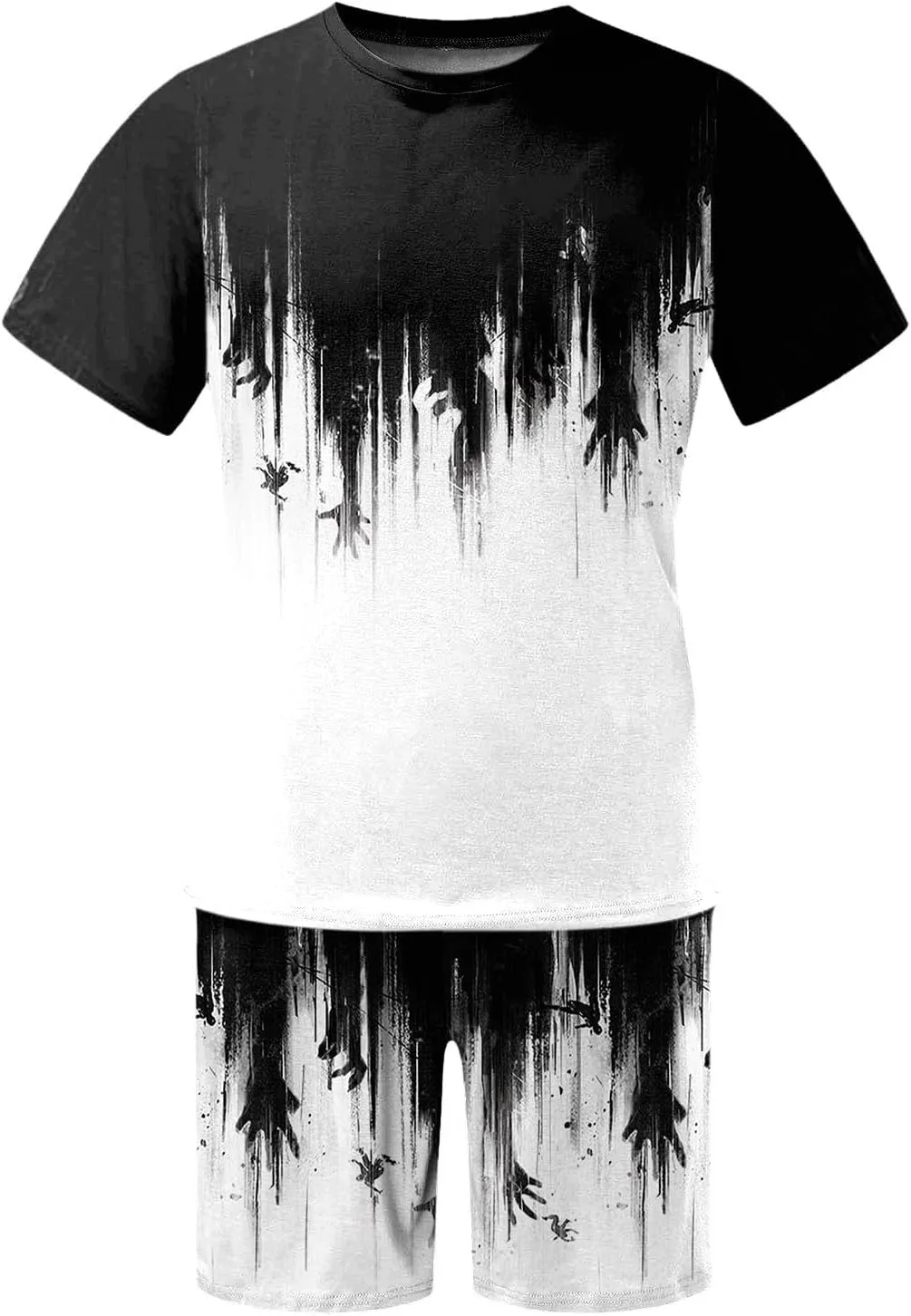 Workout Sets 2 Piece Short Sleeve Trendy Funny Graphic Tshirt Wide Leg Shorts Baggy Summer Vacation Matching Sets