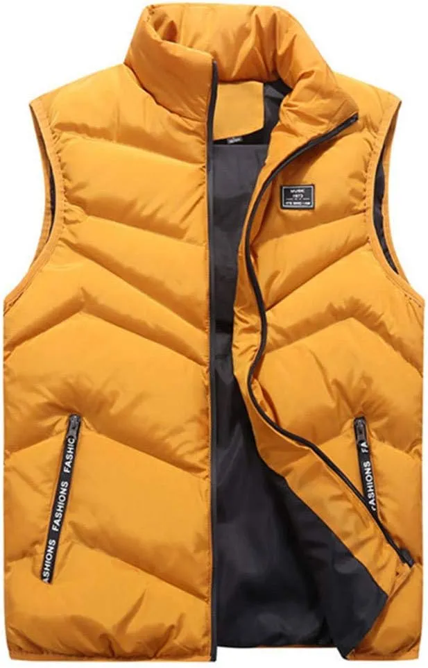 Ymosrh Mens Down Vest Casual Lightweight Puffer Vests Stand Collar Sleeveless Jacket Fall Winter Outdoor Warm Coat, M-4XL