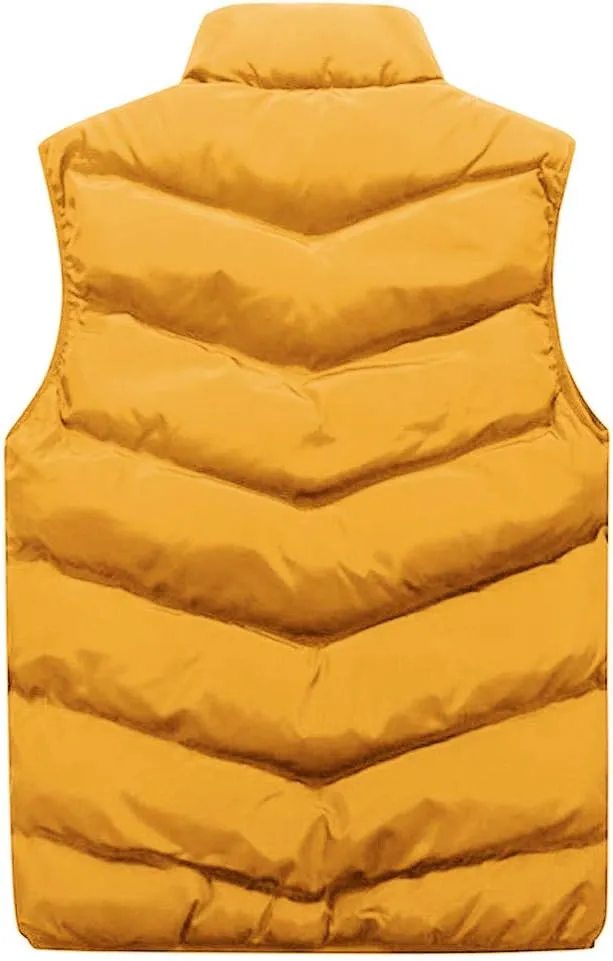 Ymosrh Mens Down Vest Casual Lightweight Puffer Vests Stand Collar Sleeveless Jacket Fall Winter Outdoor Warm Coat, M-4XL