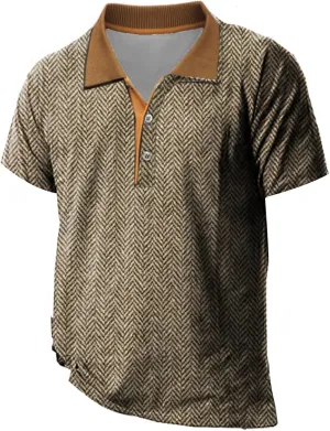 Ymosrh Men's Polo Casual Shirts Short Sleeve Golf Shirts Casual Stylish Collar T-Shirts Shirts, S-5XL