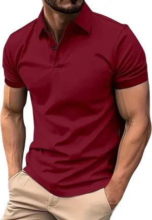 Ymosrh Men's Polo Shirts Golf Short Sleeve Summer Buttons Business Casual Collar T-Shirt Casual, S-3XL