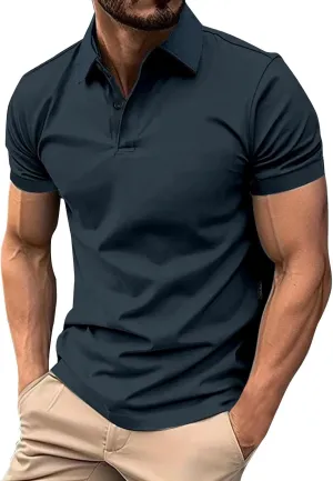 Ymosrh Men's Polo Shirts Golf Short Sleeve Summer Buttons Business Casual Collar T-Shirt Casual, S-3XL