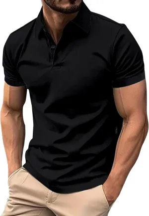 Ymosrh Men's Polo Shirts Golf Short Sleeve Summer Buttons Business Casual Collar T-Shirt Casual, S-3XL