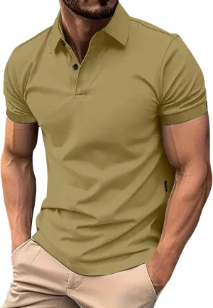 Ymosrh Men's Polo Shirts Golf Short Sleeve Summer Buttons Business Casual Collar T-Shirt Casual, S-3XL