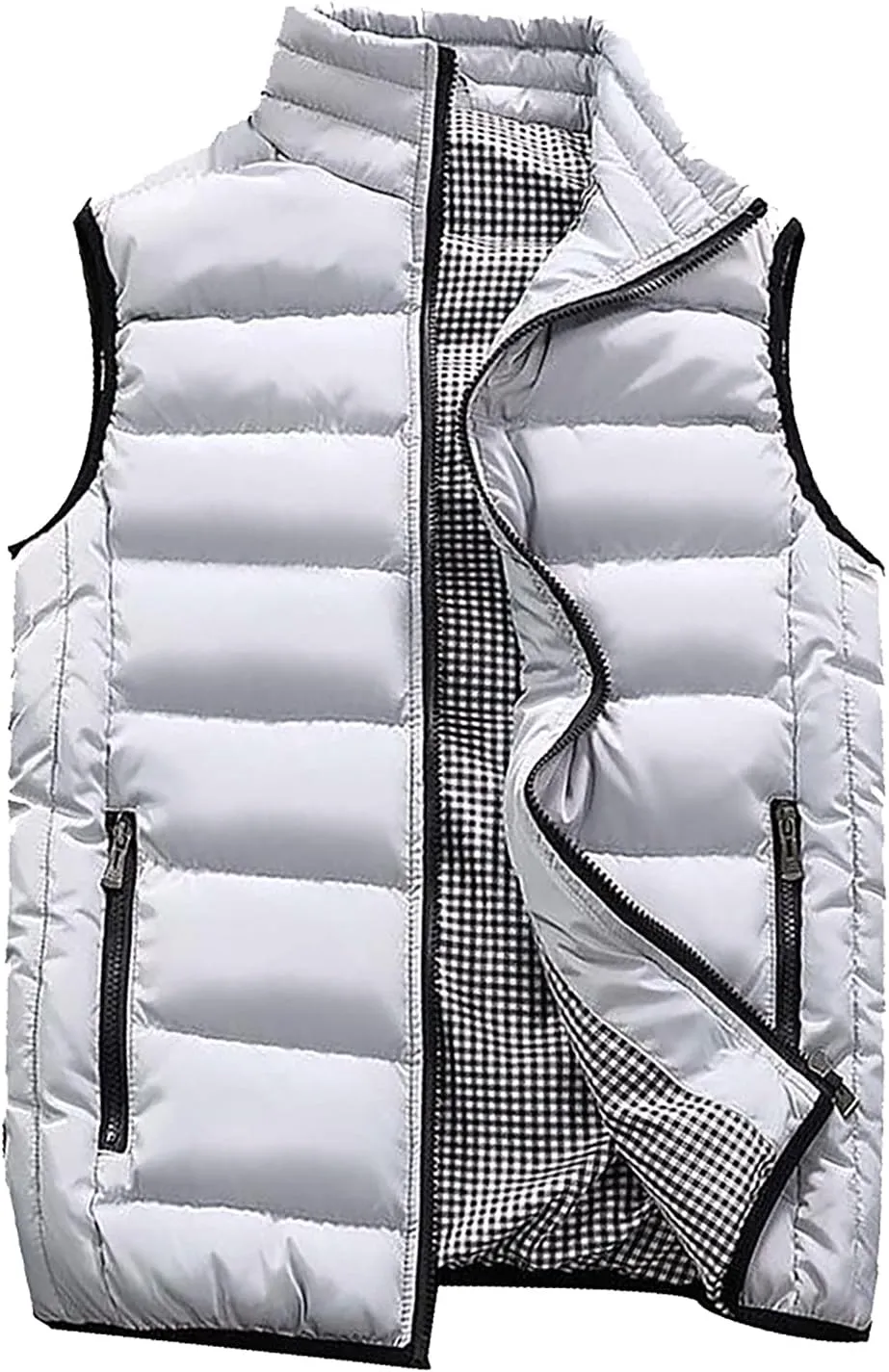 Ymosrh Men's Puffer Vest Outdoor Casual Stand Collar Padded Vest Coats Packable Vest, M-5XL