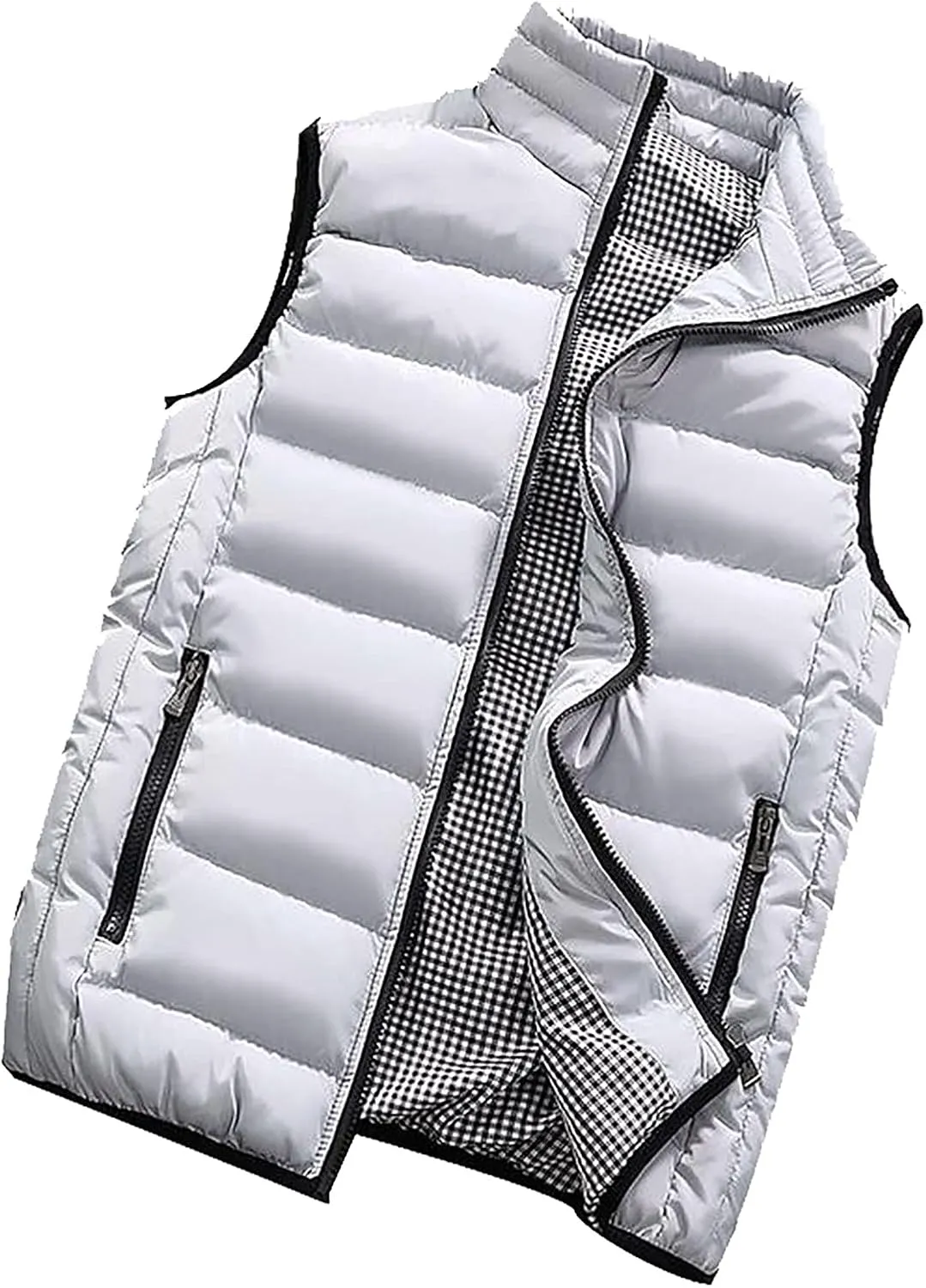 Ymosrh Men's Puffer Vest Outdoor Casual Stand Collar Padded Vest Coats Packable Vest, M-5XL