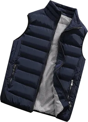 Ymosrh Mens Puffer Vests Lightweight Down Stand Collar Windproof Sleeveless Jacket for Travel Hiking Running Vest, M-5XL