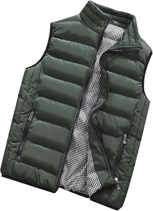 Ymosrh Mens Puffer Vests Lightweight Down Stand Collar Windproof Sleeveless Jacket for Travel Hiking Running Vest, M-5XL