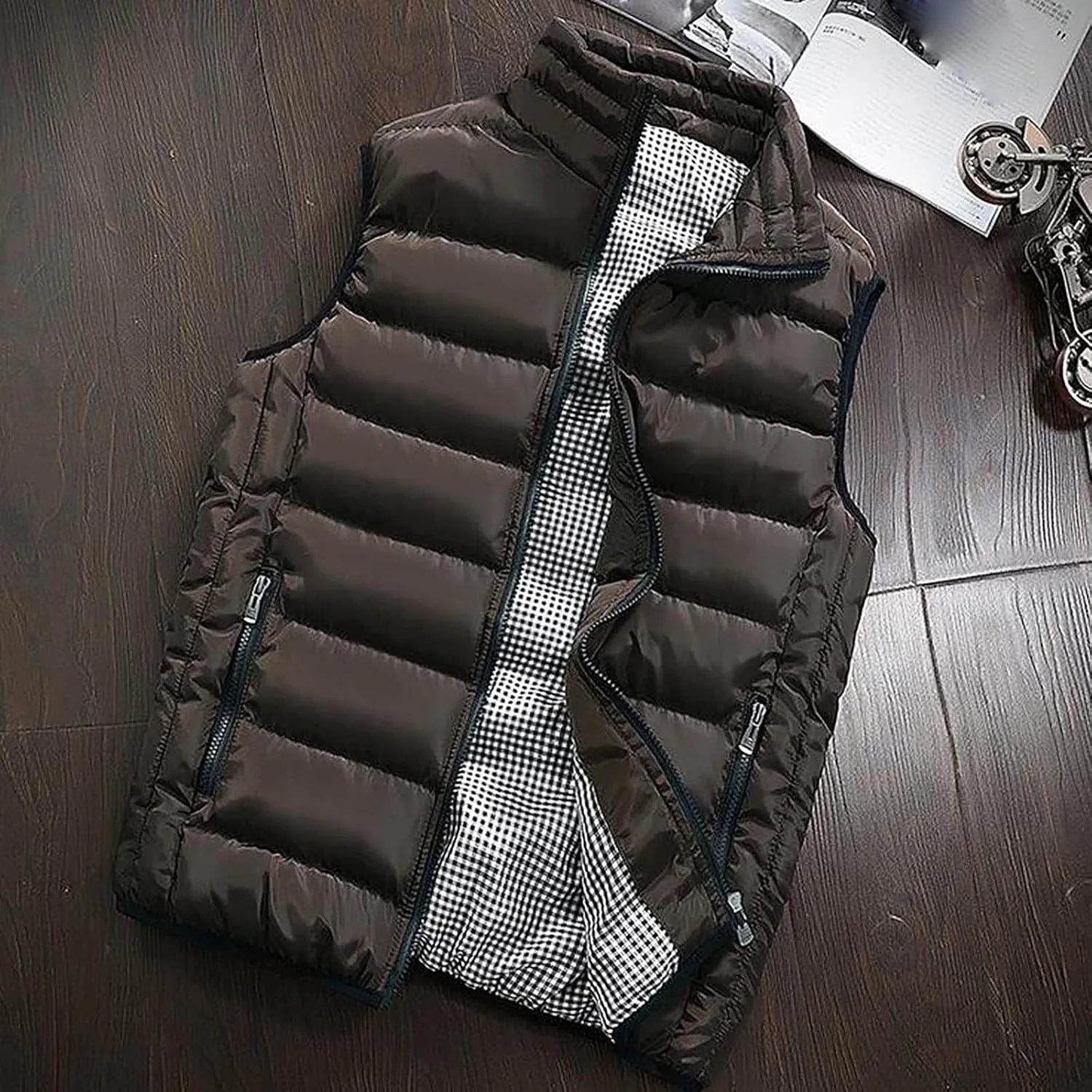 Ymosrh Mens Puffer Vests Lightweight Down Stand Collar Windproof Sleeveless Jacket for Travel Hiking Running Vest, M-5XL