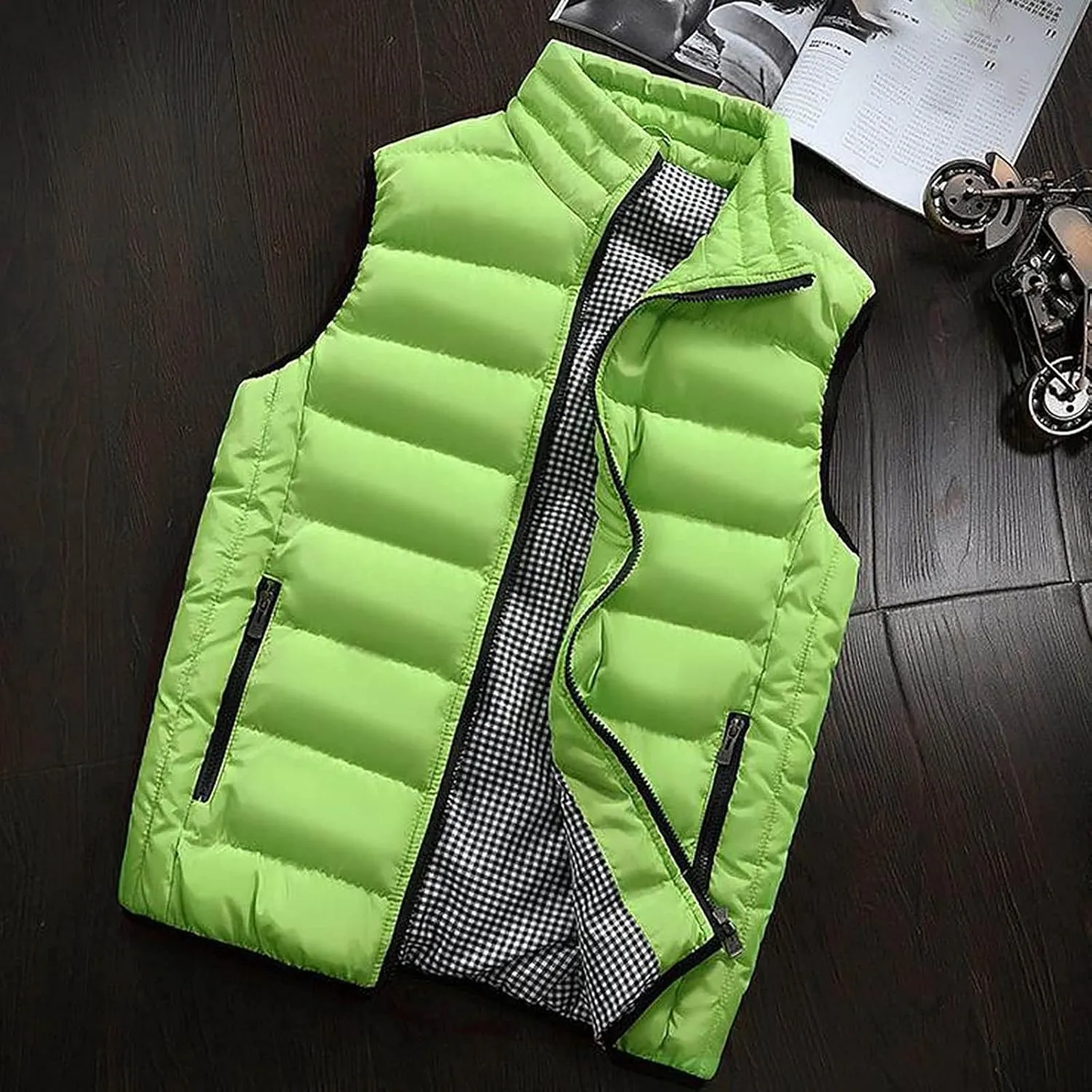 Ymosrh Mens Puffer Vests Lightweight Down Stand Collar Windproof Sleeveless Jacket for Travel Hiking Running Vest, M-5XL