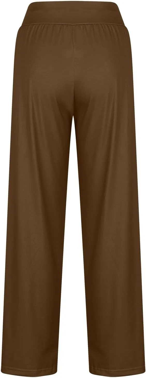 YUHGODO Harem Pants Women, Cozy High Waist Yoga Trousers with Pockets Casual Loose Comfy Stretch Workout Lounge Pants