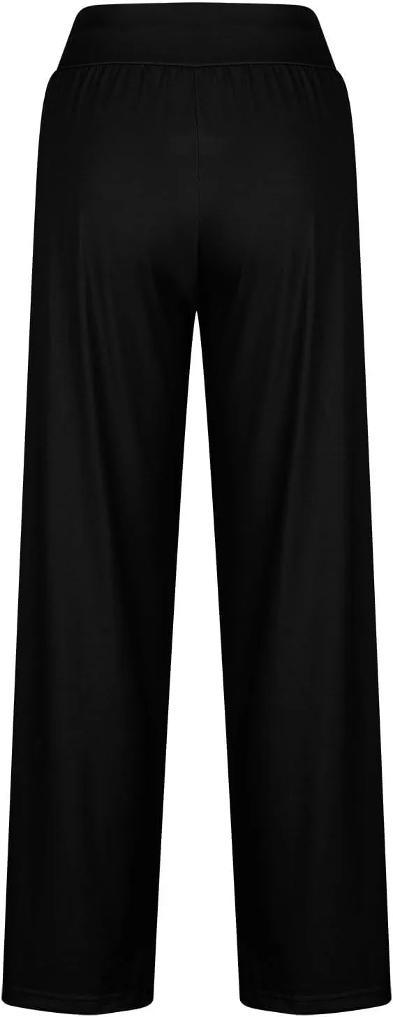 YUHGODO Harem Pants Women, Cozy High Waist Yoga Trousers with Pockets Casual Loose Comfy Stretch Workout Lounge Pants