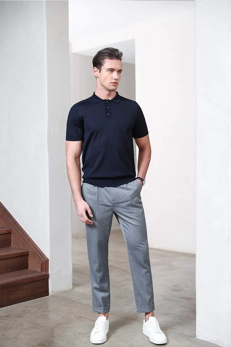 zhili New Spring and Summer Polos Pure Color Men's Sweater Polos Shirt
