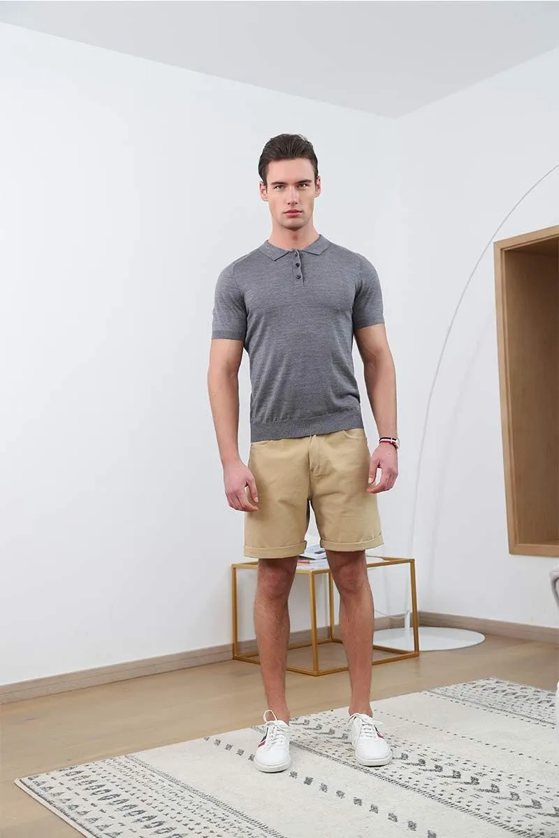 zhili New Spring and Summer Polos Pure Color Men's Sweater Polos Shirt