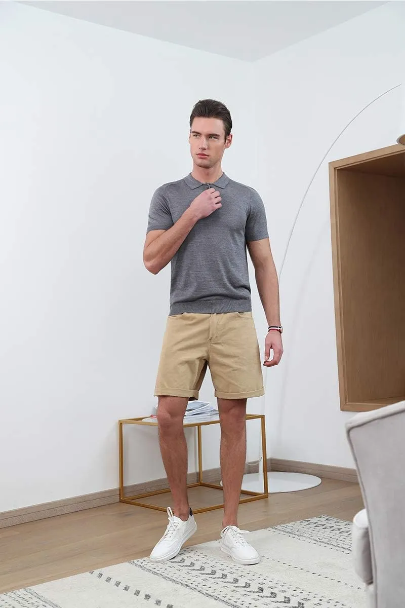 zhili New Spring and Summer Polos Pure Color Men's Sweater Polos Shirt
